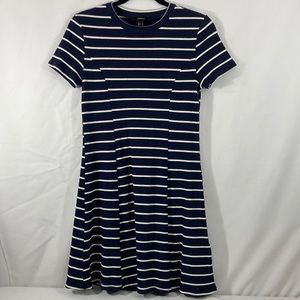 Navy striped ribbed dress